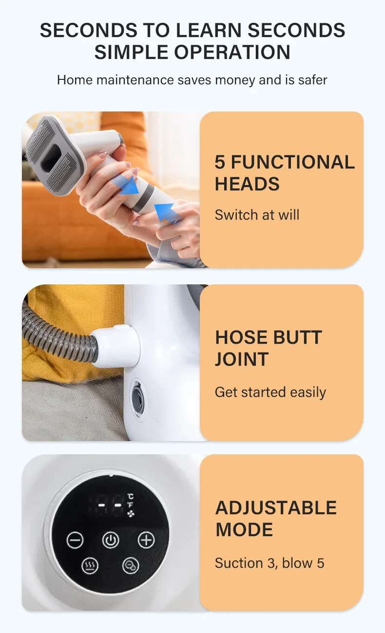 Professional Pet Grooming Kit Fur Remover Hair Brush Dryer Vacuum for Dogs Cats - detail