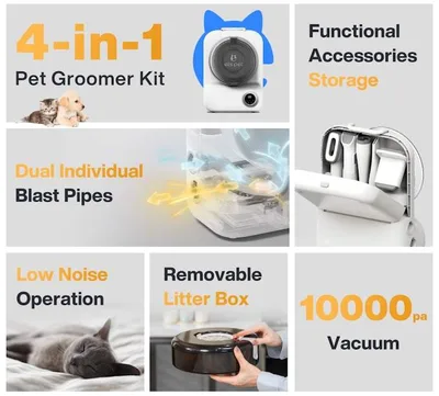 Professional Pet Grooming Kit Fur Remover Hair Brush Dryer Vacuum for Dogs Cats