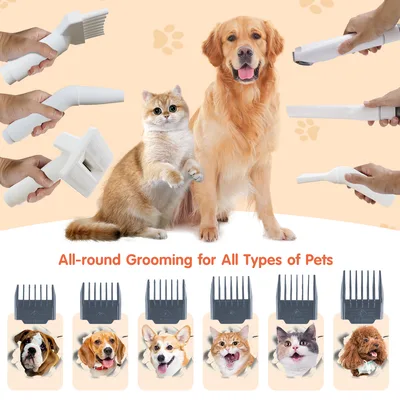Low Noise Pet Grooming Vacuum All-in-One Hair Removal Clipper Brush Kit