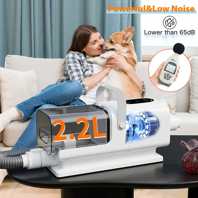 Low Noise Pet Grooming Vacuum All-in-One Hair Removal Clipper Brush Kit