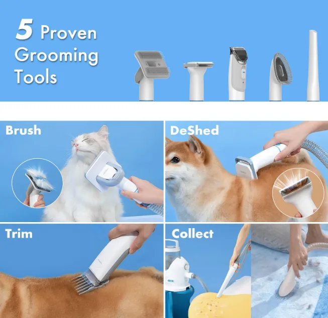 Manufacturer Dog Grooming Kit Clippers Vacuum Suction with 5 Proven Tools