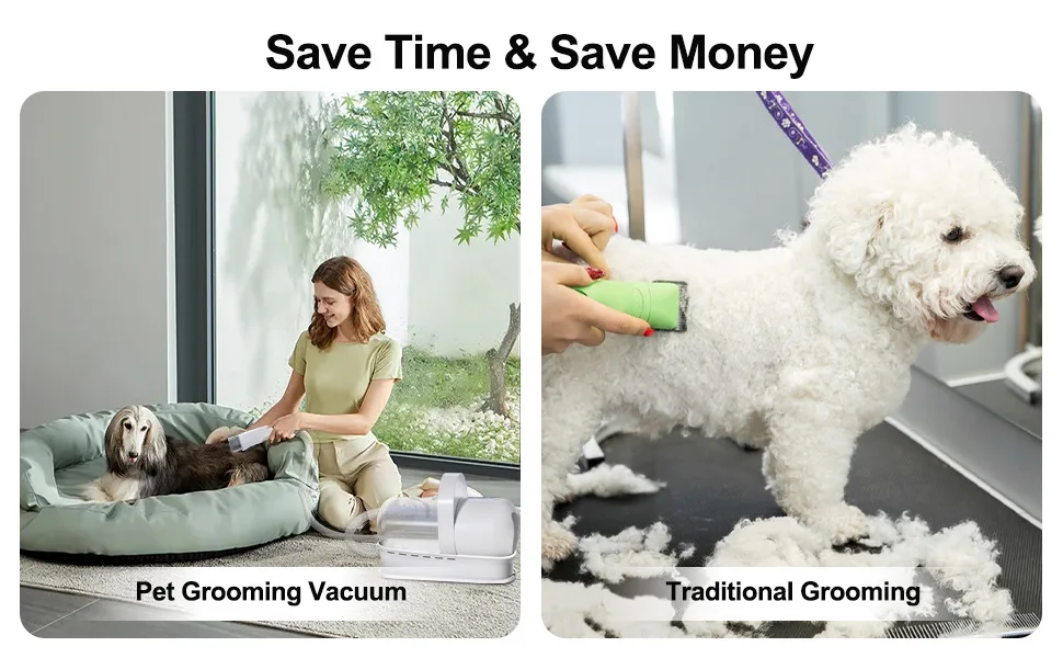 Dog Grooming Vacuum Kit 7-in-1 Clipper Nail Grinder Hair Trimming Combing - detail