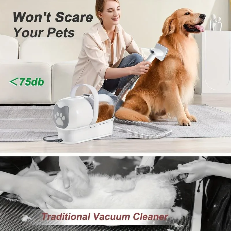 Dog Grooming Vacuum Kit 7-in-1 Clipper Nail Grinder Hair Trimming Combing