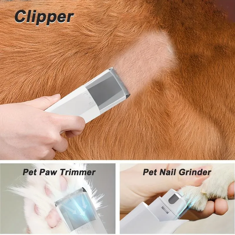 Dog Grooming Vacuum Kit 7-in-1 Clipper Nail Grinder Hair Trimming Combing