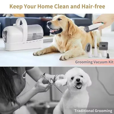 Dog Grooming Vacuum Kit 7-in-1 Clipper Nail Grinder Hair Trimming Combing