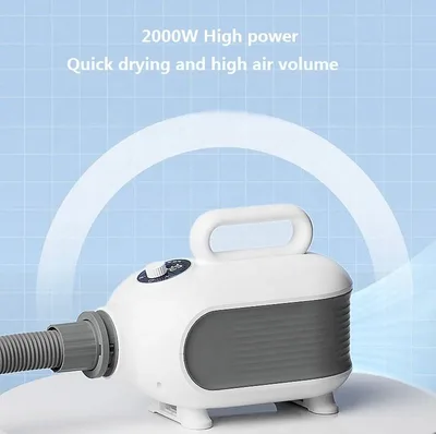 Pet Hair Blower Dryer 2000W Dog Grooming Dryer 3 Nozzles Adjustable Wind