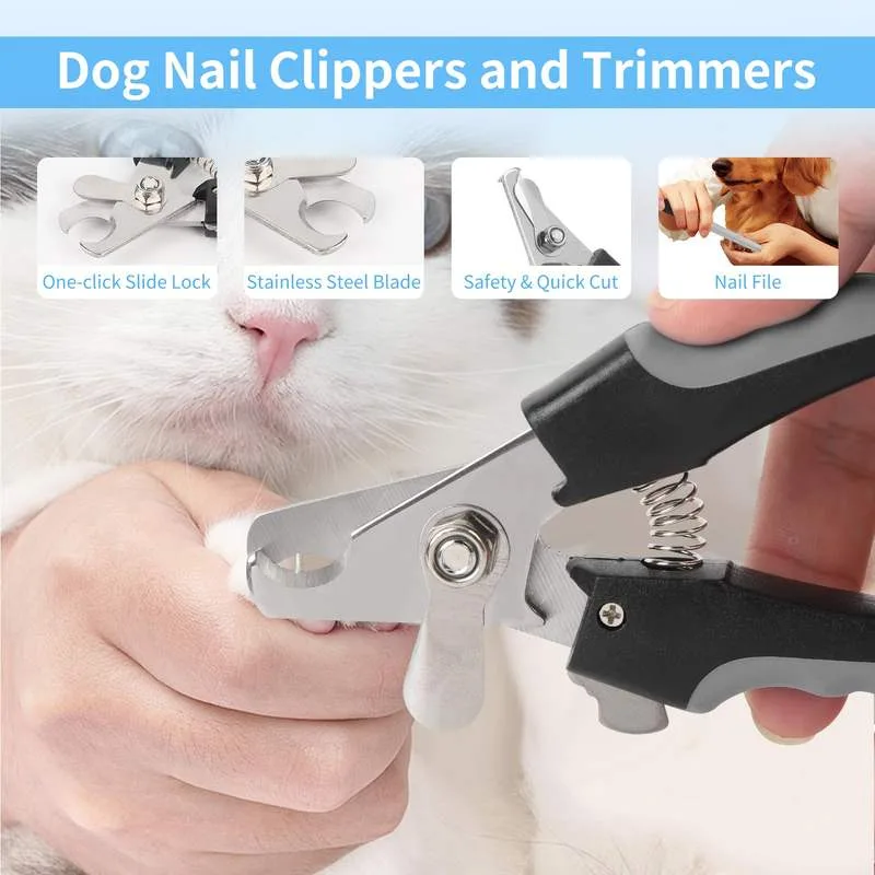 9 in 1 Pet Grooming Combo Kit Nail Clipper File Deshedding Rake Comb Brush