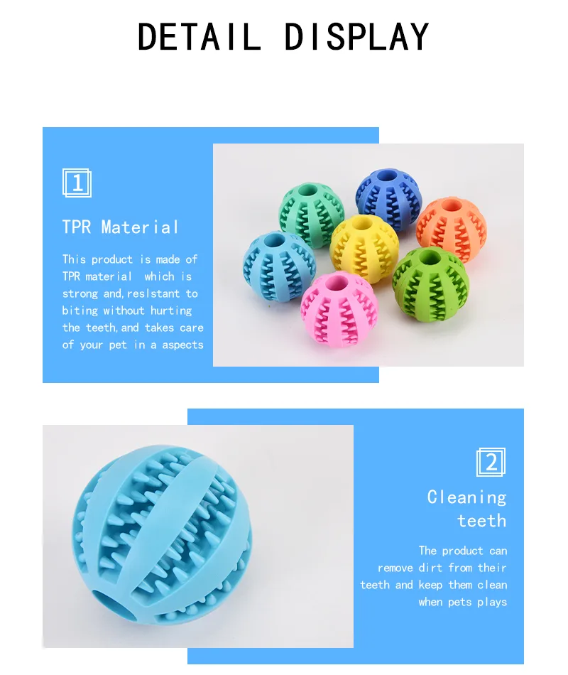 Tough Natural Rubber Dog Chew Ball Toy Teeth Cleaning Interactive - detail
