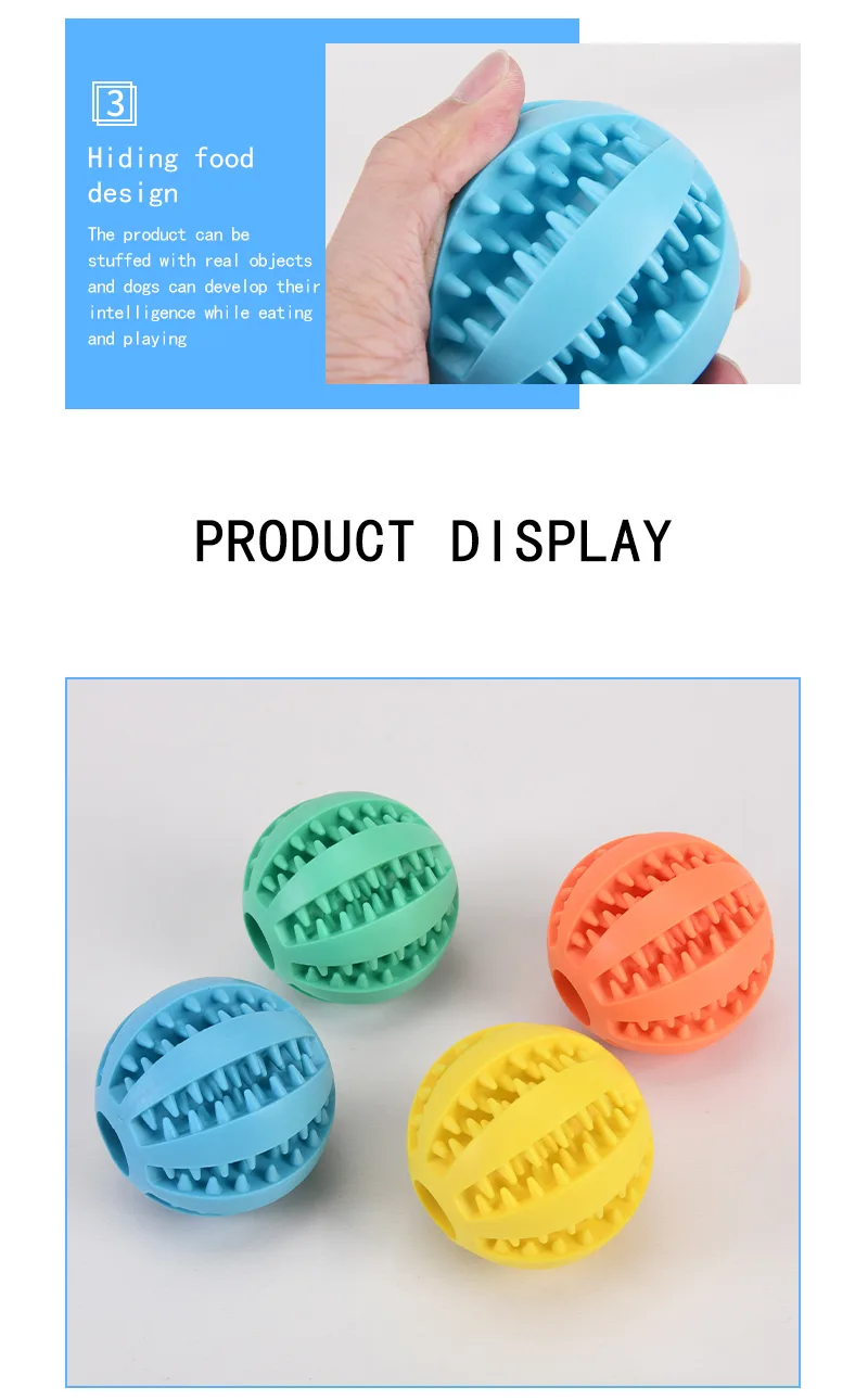 Tough Natural Rubber Dog Chew Ball Toy Teeth Cleaning Interactive - detail