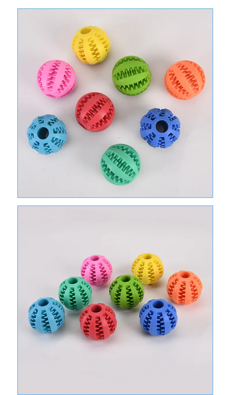 Tough Natural Rubber Dog Chew Ball Toy Teeth Cleaning Interactive - detail