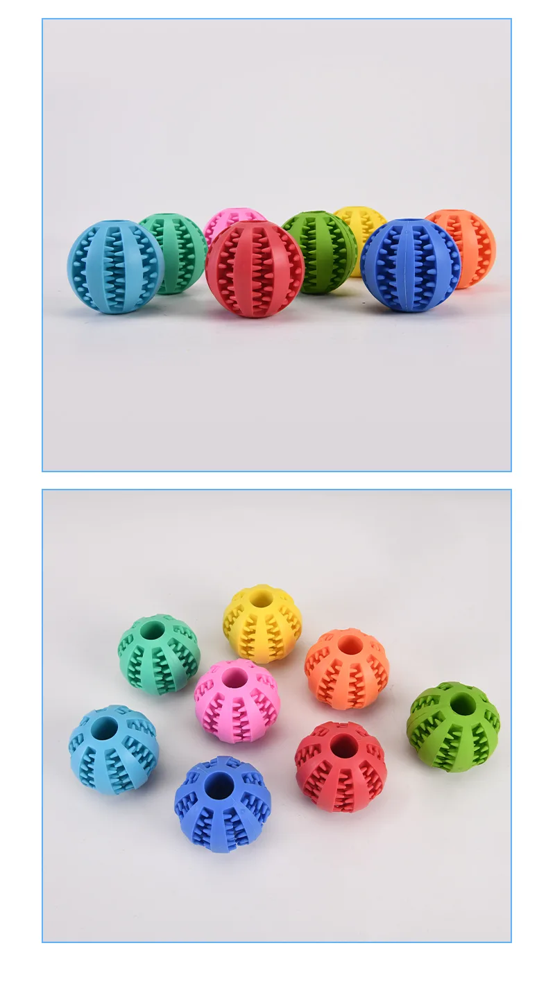 Tough Natural Rubber Dog Chew Ball Toy Teeth Cleaning Interactive - detail