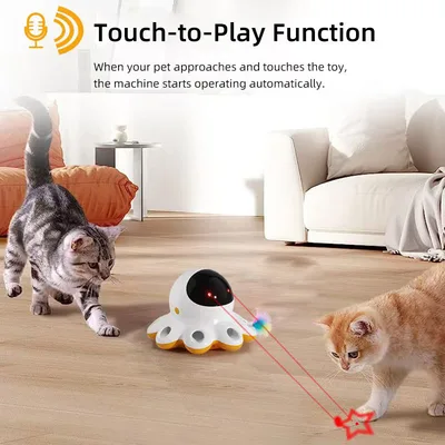 Smart Cat Toy 360 Degree Random Rotation Laser Projection Feather Attachment