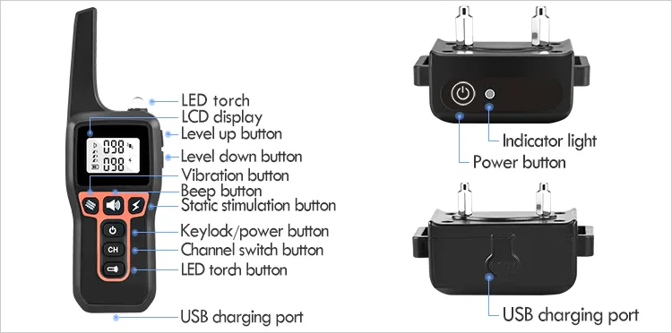 Dog Training Collar Rechargeable Waterproof 1000m Remote Electric Shock - detail
